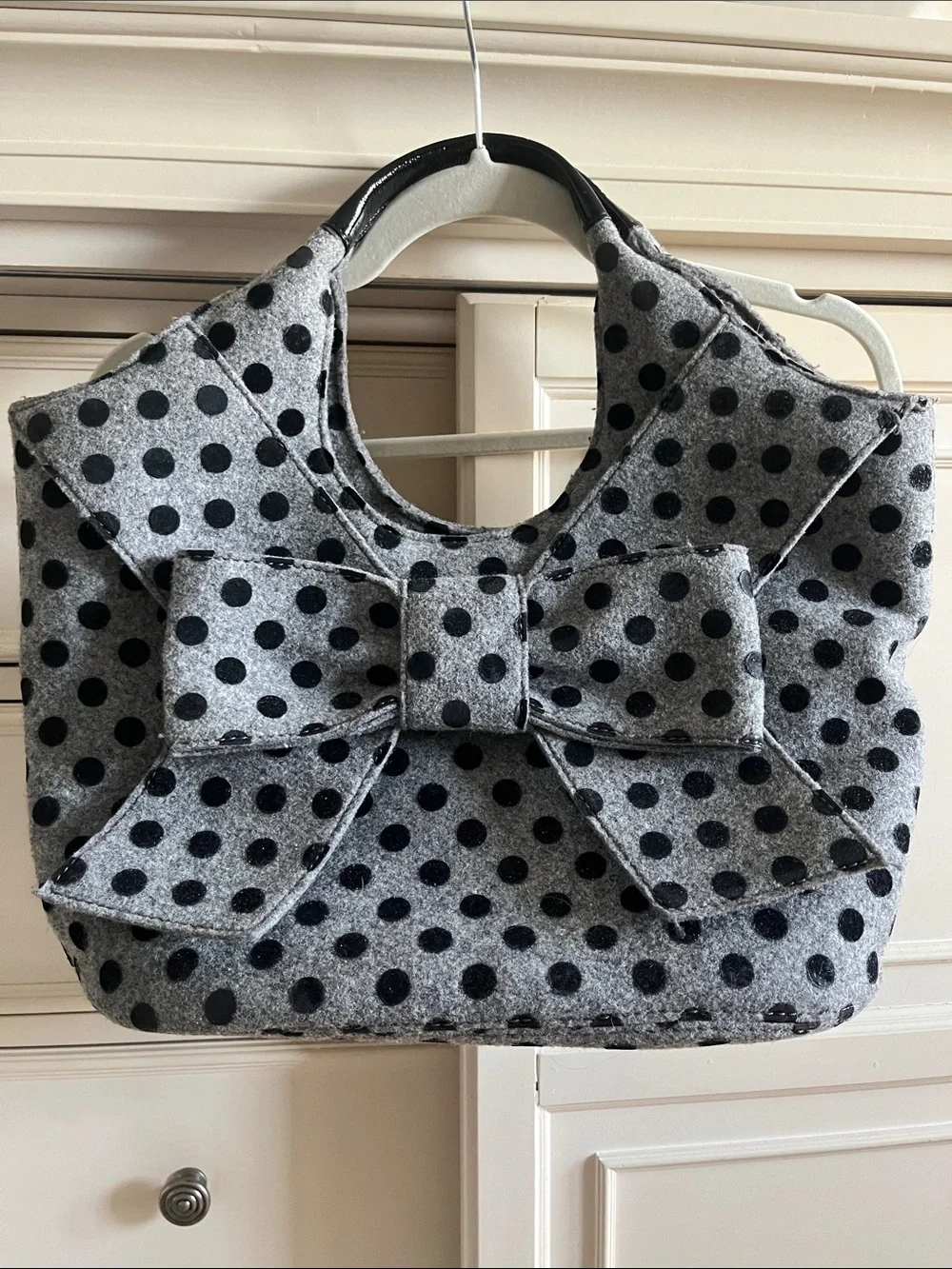 kate spade Gray Felt Polka Dot Bow Shoulder Bag